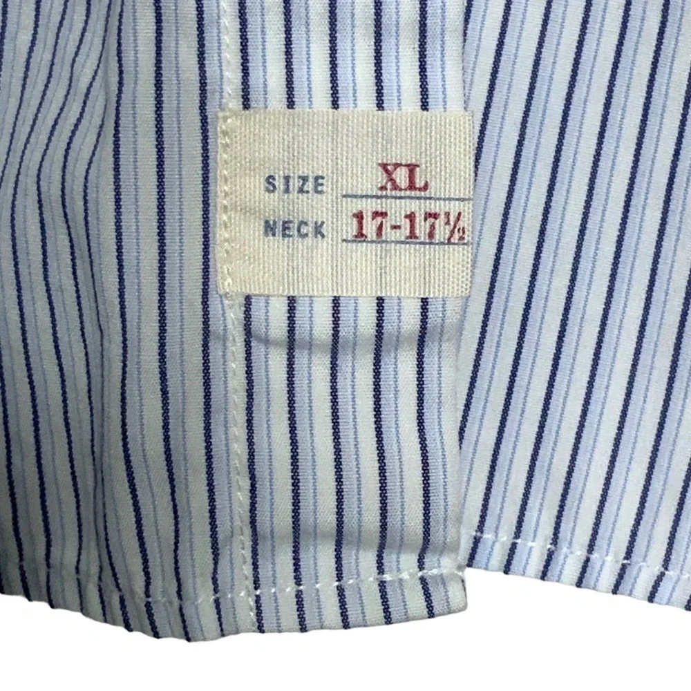 J. Crew Mens Shirt Long Sleeve Button Up Dressy Casual Preppy Pinstripe Blue XL